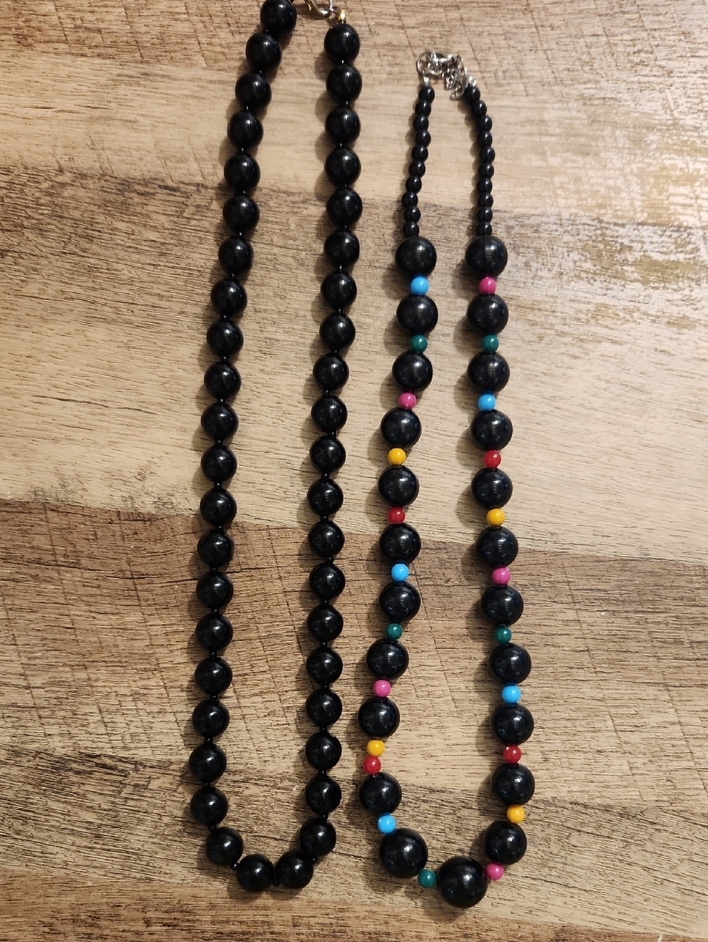 Black Beaded Necklace Set with Colorful Accent Beads
